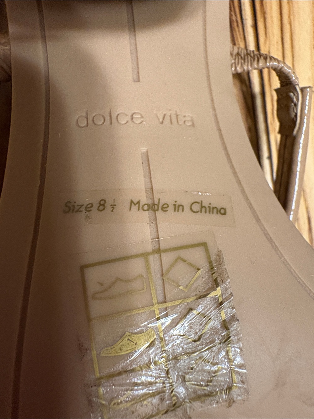 Dolce Vita Beige Patent Double-Strap Slide Heels - Picture 7 of 8